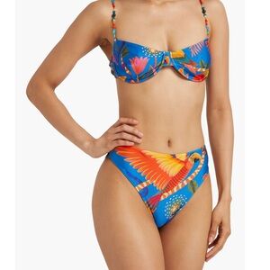 Farm Rio bikini top (m)& bottom (s) Blue Macaw Party Underwire